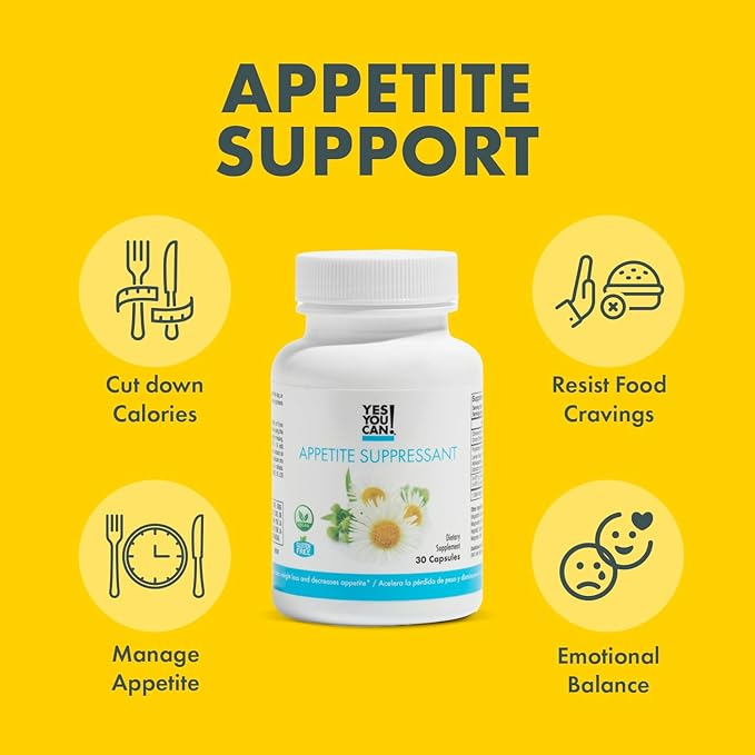 Yes You Can! Appetite Support for Body Weight Management - Healthy Relationship with Food - Includes Natural Ingredients: 5-HTP, Lemon Balm, Chamomile Extract - 30 Capsules, 1 Pack