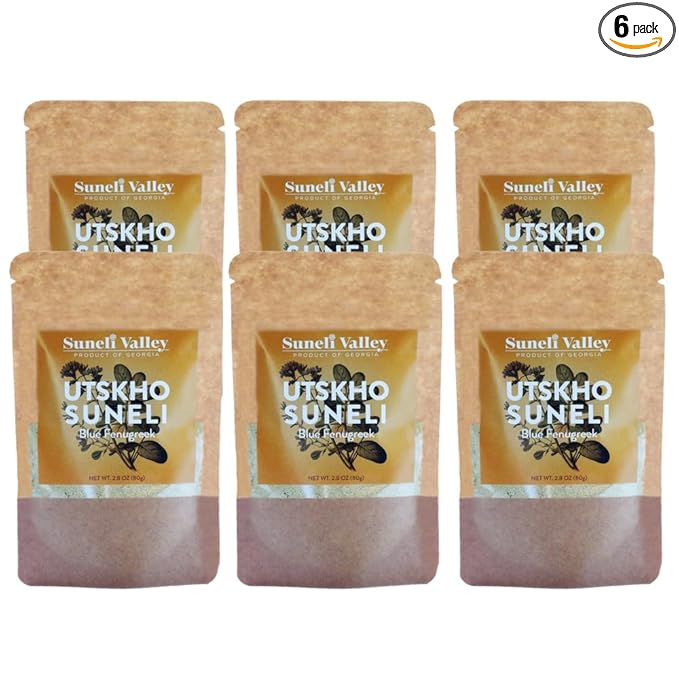 Suneli Valley Utskho Suneli | Authentic Georgian Blue Fenugreek | Sweet Nutty Culinary Herb | Ideal for Traditional Stews, Vegetarian Dishes | 2.8 oz | 6-Pack