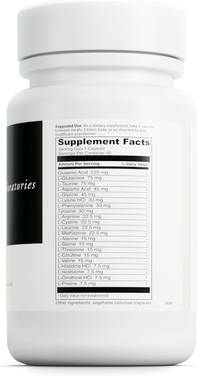 DAVINCI Labs Amino 21 - Supports Brain Function & Muscle Metabolism* - Amino Acid Dietary Supplement with L-Glutamine, L-Lysine HCl, Tyrosine, L-Arginine and More - Gluten-Free - 90 Capsules, 750 mg
