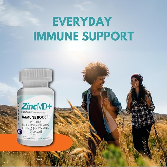 ScimeraMD® ZincMD Immune Support Supplement with Zinc, Elderberry, Vitamin C, Vitamin D, and Echinacea, 60 CT