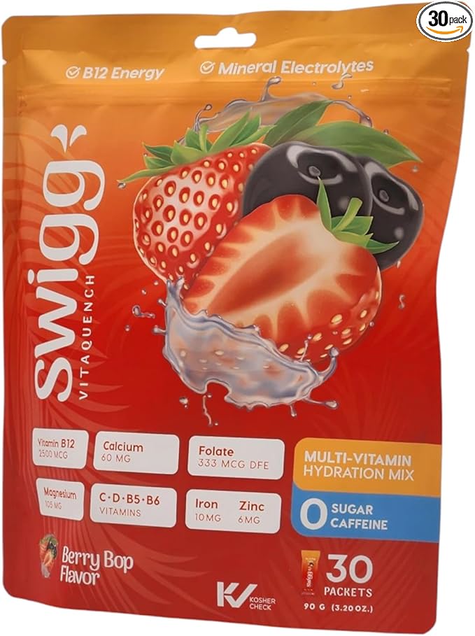 Electrolytes Powder Packets Daily Multi Vitamin Water Hydration Packet Powder No Sugar 2500 mcg B12, C + D + B6, Folate, Iron Zinc + More