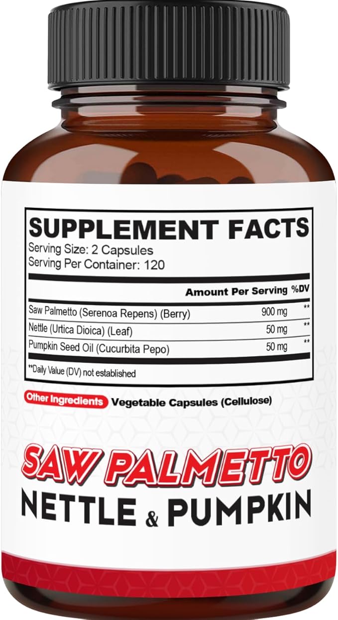 agobi Saw Palmetto Supplement with Nettle Leaf & Pumpkin - Support for Restful Mood, Hair Health, Immune System & Energy Production - 240 Veggie Capsules for 4-Month Suppply