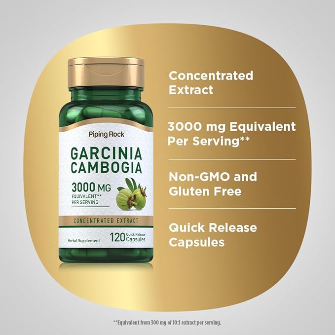 Piping Rock Garcinia Cambogia Extract | 3000mg | 120 Capsules | Concentrated Pills | Non-GMO, Gluten Free Supplement