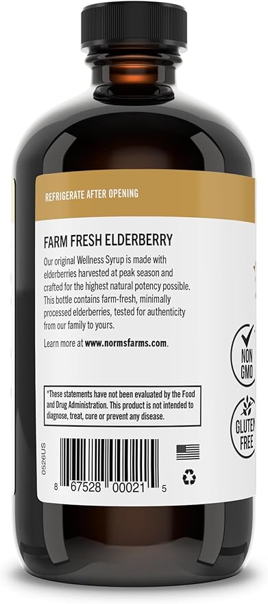 Norm's Farms Black Elderberry Wellness Syrup and Black Elderberry Extract - Natural Immune Support - 2PK 8 Oz. Containers