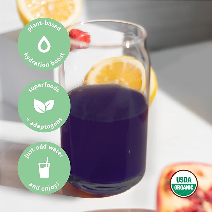 Sprout Living, Colorfuel Hydration Powder Drink Mix, Organic Superfoods + Adaptogens | Hydration & Recovery, Electrolytes, Himalayan Pink Salt, Blue Spirulina, Blue Raspberry Flavor (25 Servings)