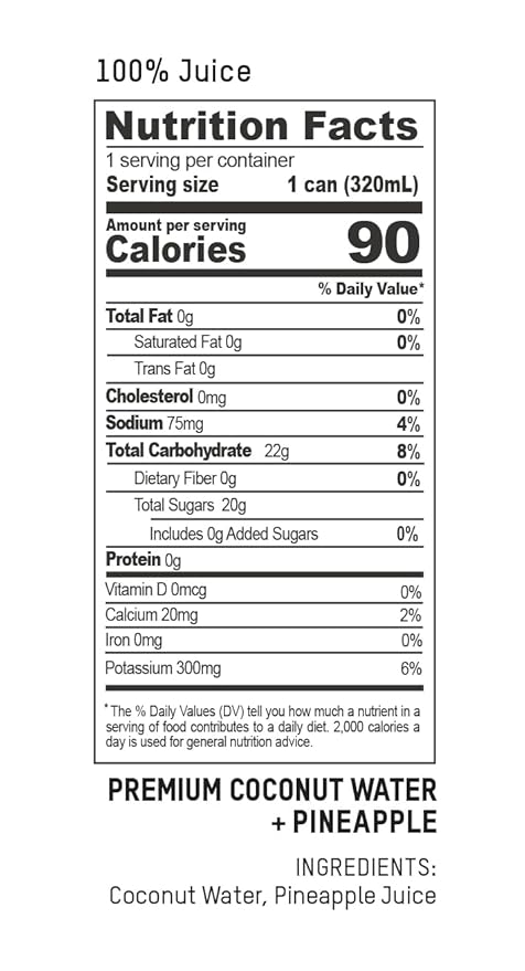 Once Upon a Coconut Pineapple Coconut Water - Natural Hydrating Low Calorie Drink with Electrolytes - 10.8 fl oz (Pack of 12)
