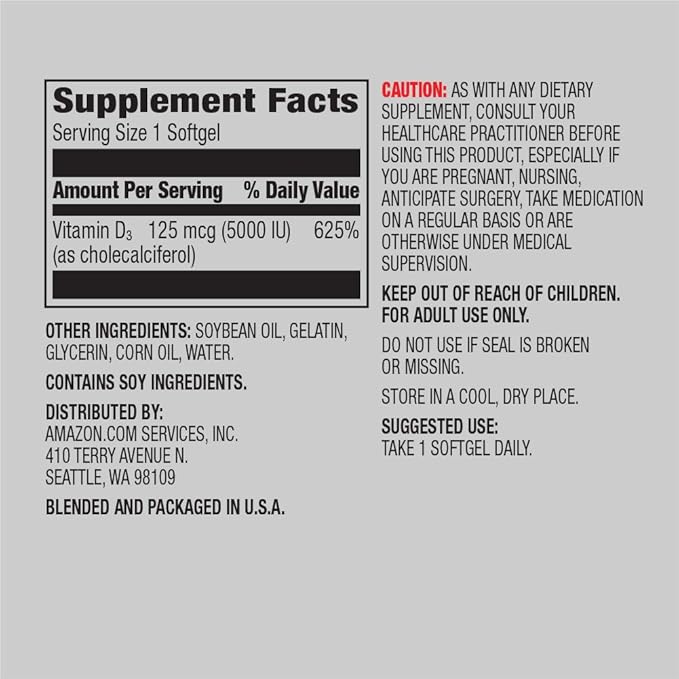 Amazon Elements Super Omega-3 with Natural Lemon Flavor (120 Count) and Vitamin D3 (180 Softgels)