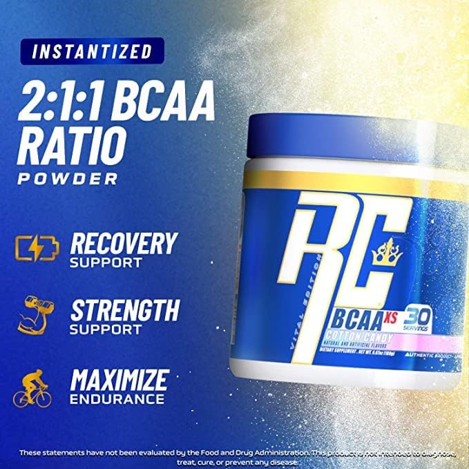 Ronnie Coleman's BCAA XS Powder with EAAs, Branched Chain Amino Acids Post Workout Muscle Recovery, Sugar Free Hydration Drink for Women and Men, Guava Nectarine, 30 Servings