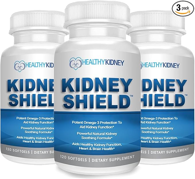 Kidney Shield 120 Caps Kidney Supplement Omega 3 - (3 Pack)