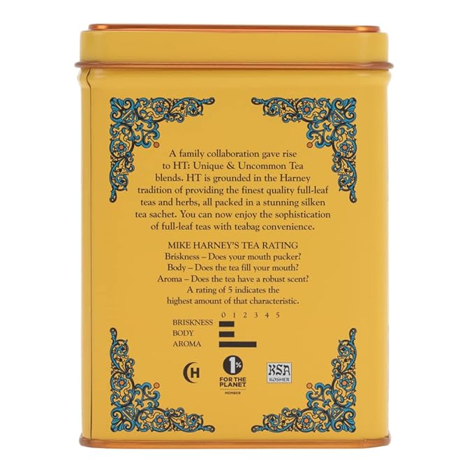 Harney & Sons Master Yellow & Blue Tea Tin - Herbal Blend of Chamomile, Lavender, and Cornflowers - 1.4 Oz, 20 Count (Pack of 2)