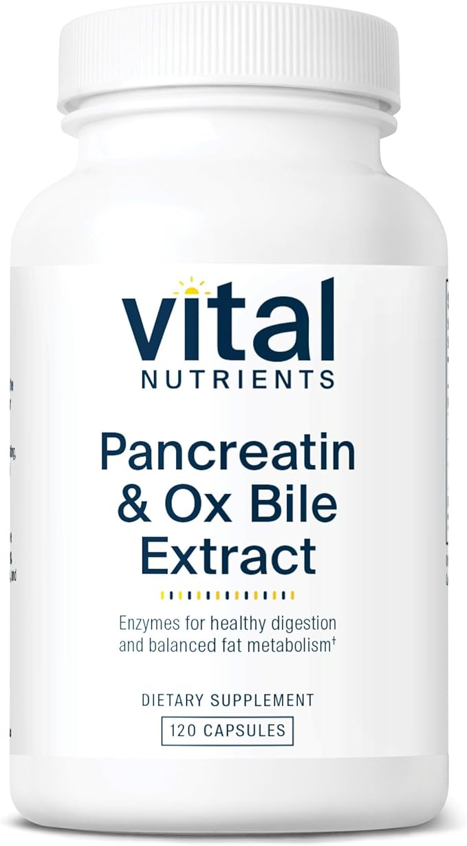 Vital Nutrients Pancreatin & Ox Bile Extract 500mg | Natural Digestive Enzymes for Women & Men | Supports Digestion of Protein, Fat, and Carbohydrates*| Gluten, Dairy & Soy Free | 120 Capsules