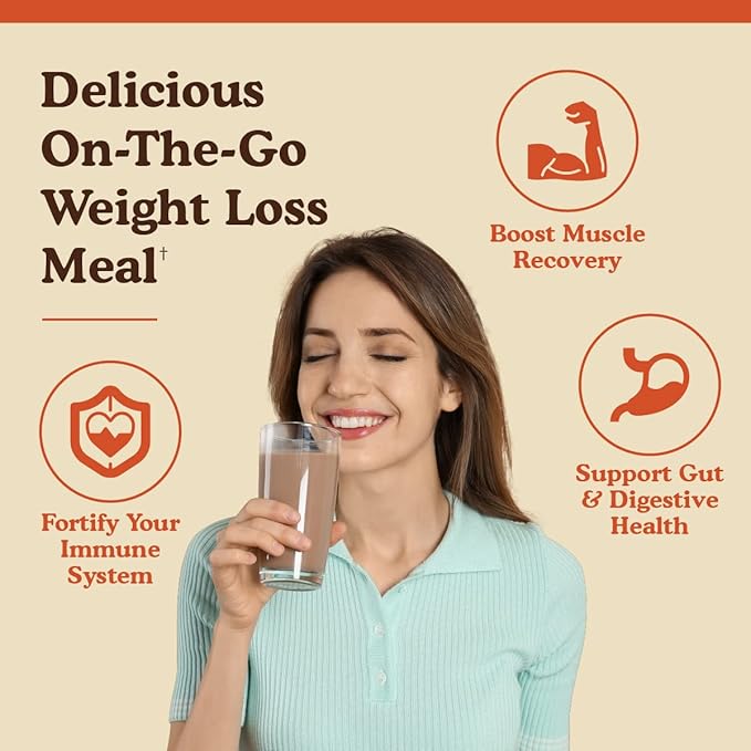 Meal Replacement Shakes, 21g Protein, Vegan Plant Based Protein Powder, Apple Cider Vinegar, Digestive Enzymes, All in One Shake for Women & Men (15 Servings, Cocoa Cream)