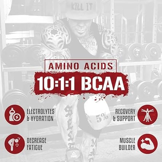 5% Nutrition Rich Piana AllDayYouMay BCAA Powder | Premium Intra & Post Workout Amino Acids, Hydration, Endurance, Muscle Recovery, Joint & Liver Support | 16.4 oz, 30 Servings (Blue Raspberry)