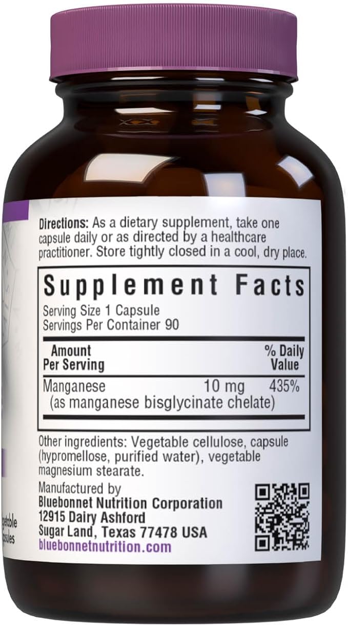 BlueBonnet Nutrition Albion Chelated Manganese, Amino Acid Chelate, Soy, Dairy & Gluten-Free, Non-GMO, Kosher Certified, Vegan, 90 Count