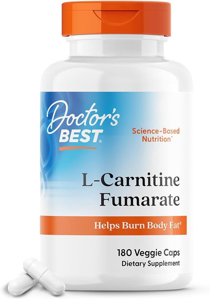Doctors BEST L-Carnitine Fumarate from Biosint, Helps Burn Body Fat, Non-GMO, Gluten Free, Soy Free, Vegan 180 Veggie Caps