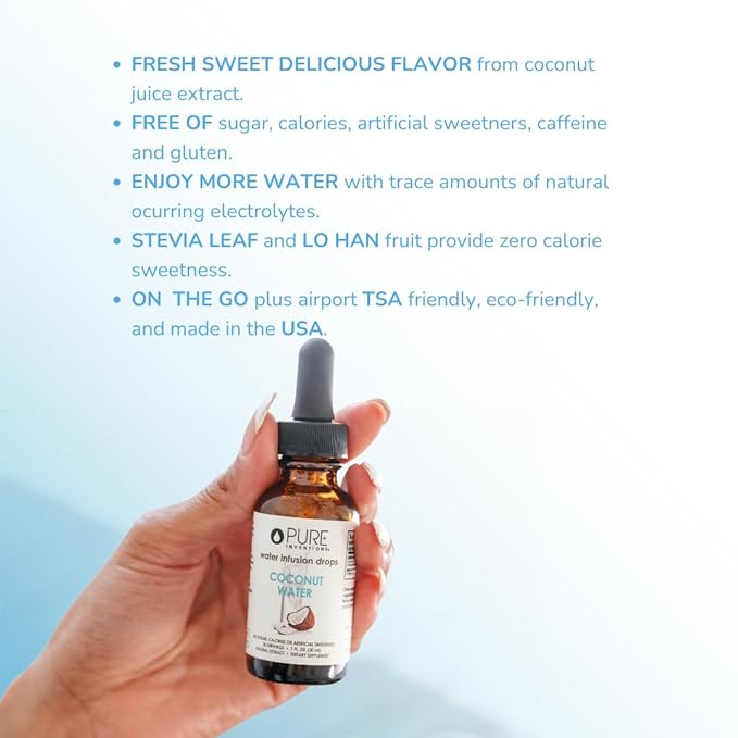 Pure Inventions Coconut Water - Water Enhancer Drops - Electrolyte Hydration - No Sugar, Calories, or Artificial Sweeteners - 30 Servings, 1 oz