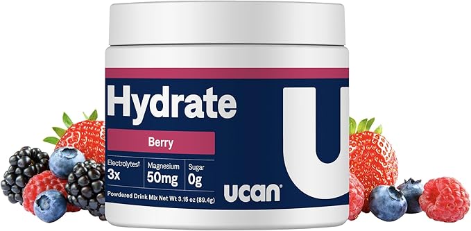 UCAN Hydrate Electrolyte Drink Mix (Berry, 30 Servings) Sugar-Free, Keto-Friendly, Vegan, Non-GMO, Gluten-Free Electrolyte Powder with Potassium & Magnesium for Runners & Athletes