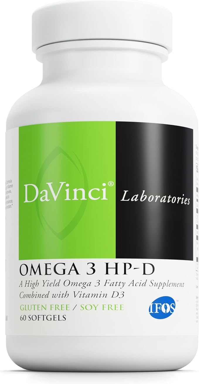 DAVINCI Labs Omega 3 HP-D - Dietary Supplement to Support Immune System, Healthy Joints and Cardiovascular and Skin Health* - with Vitamin D3 and More - Gluten-Free - 60 Softgels
