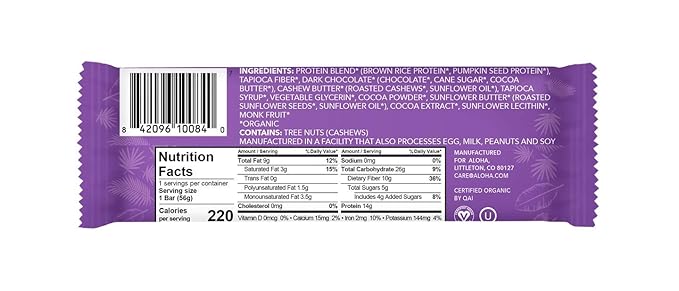 Aloha Organic Plant Based Protein Bars, 1.98 Oz