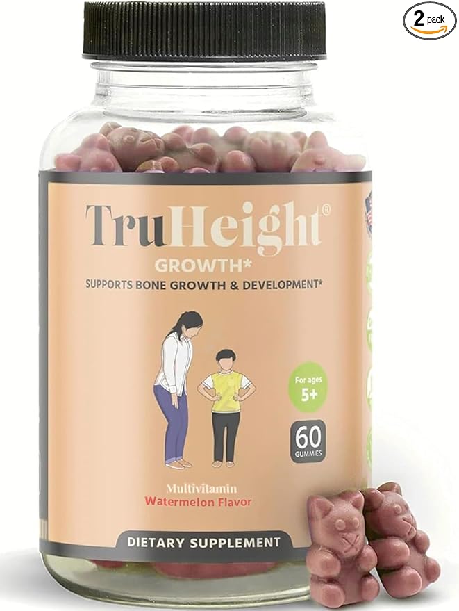 TruHeight Growth Gummies (Watermelon) Natural Growth & Development Supplement for Kids & Teens - Vitamin D, K, Calcium & Ashwaganda - Bone Strength Vitamins - Picky Eater Vitamin for Kids - Ages 5+