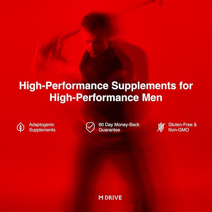 Mdrive Men's Daily Performance Complex Support Supplement for Men - Ashwaghanda, Tongkat Ali, Ginseng, Maca & Vitamin D, 60 Capsules, 30 Day Supply