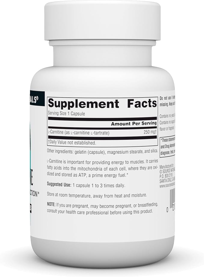 Source Naturals L-Carnitine for Metabolic Energy* - 250 mg - 60 Capsules