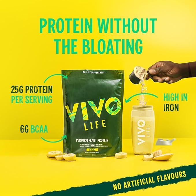 Vivo life Perform Plant Protein Powder - Strawberry & Vanilla, Vegan, 26 Servings - 2.17lb, BCAA Pea & Hemp Blend, Gluten & Soy Free
