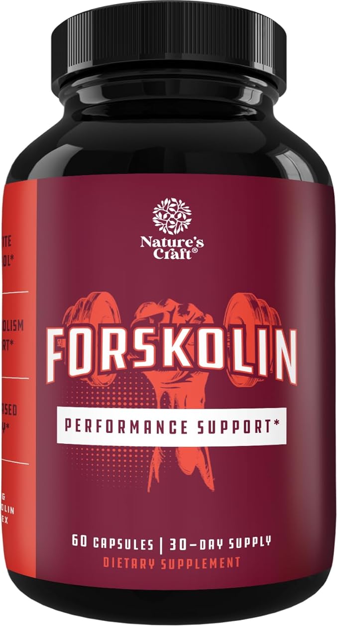 100% Forskolin Supplement-Pure Forskolin Extract Supplement with Potent Coleus Forskohlii 500 mg per serving for Enhanced Energy for Adults-Plant-Based Energy Supplements for Women and Men-60 Capsules