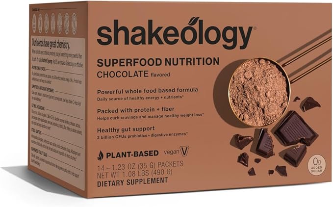 BODi Shakeology 0g Added Sugar Plant Based Protein Powder Blend, Gluten-Free Shake with Vitamins and Minerals – Helps Support Healthy Weight Loss, Lean Muscle, Gut Health, Chocolate- 14 Servings