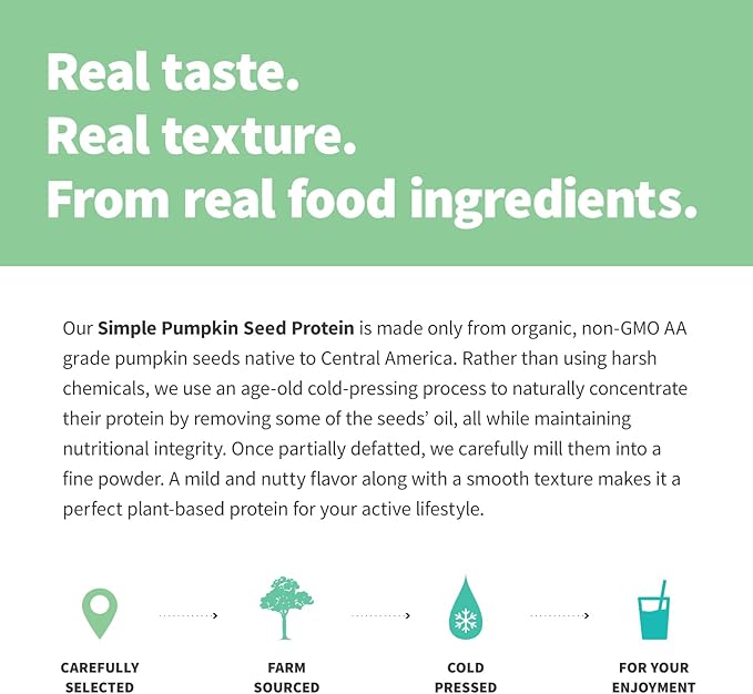 Sprout Living Simple Pumpkin Seed Protein Powder, 20 Grams Organic Plant Based Protein Powder Without Artificial Sweeteners, Non Dairy, Non-GMO, Vegan, Gluten Free, Keto Drink Mix (2 Pound)