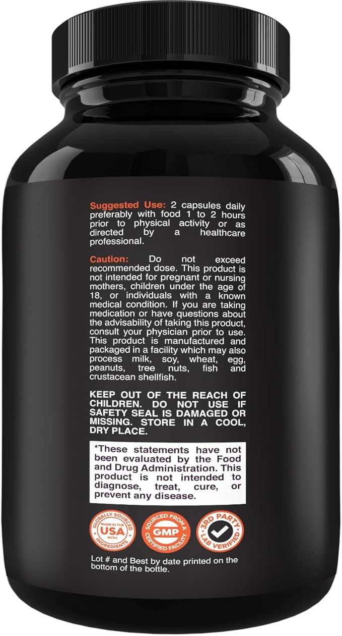 Testosterone Supplement for Men - Testosterone Booster for Men with Horny Goat Weed, Maca Root, Tongkat Ali & Tribulus Terrestris - Energy Support, Performance Enhancer, Muscles Building - 60 Capsules
