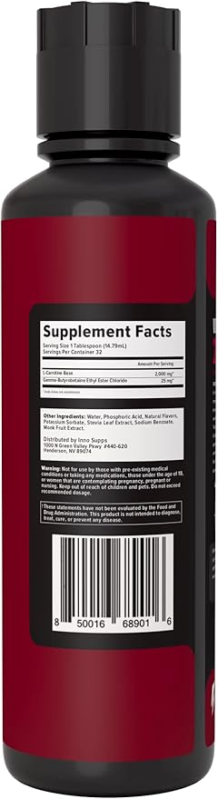 InnoSupps Volcarn 2000 - L-CARNITINE Advanced Energy Liquid | ATP Enhancer with GBEEC | Boosts Energy, Enhances Focus, Caffeine Free, No Artificial Sweeteners | 32 Servings (Sour Kids Candy)
