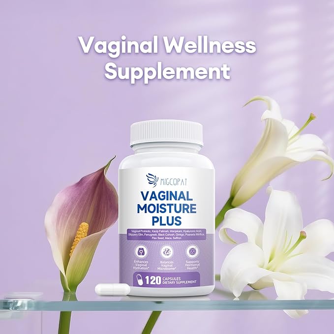 Vaginal Moisture Capsules, Women Vaginal Probiotics with Prebiotics & Lactobacillus Probiotic Blend, Support Vaginal Flora, Hormone Balance - Fenugreek Seed Extract, Slippery Elm, 120 Count