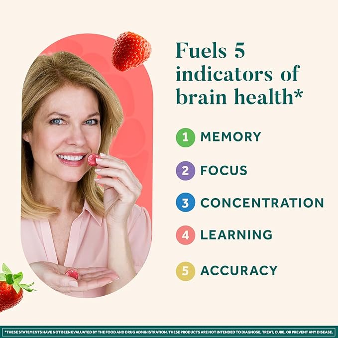 NEURIVA Original Brain Supplement for Memory, Focus & Concentration + Learning & Accuracy with Clinically Tested Nootropics Phosphatidylserine and Neurofactor, Strawberry Flavor, 50 Gummies (2 Pack)