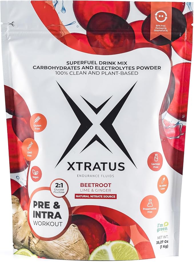 Beetroot (Nitrate) Lime and Ginger - Superfuel Sports Drink Powder with carbohydrates and Minerals. Natural Source of Nitrate. Nitric Oxide. Pre and Intra Training. 35,27Oz.
