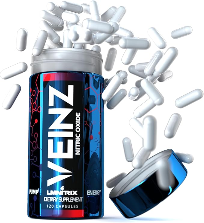 VEINZ Pills 120ct ✮ Nitric Oxide Supplement with L-Arginine, L-Citrulline & ALA ✮ N.O. Booster Pump Pills ✮ Top Muscle Mass Pill for Men ✮ 120 Capsules