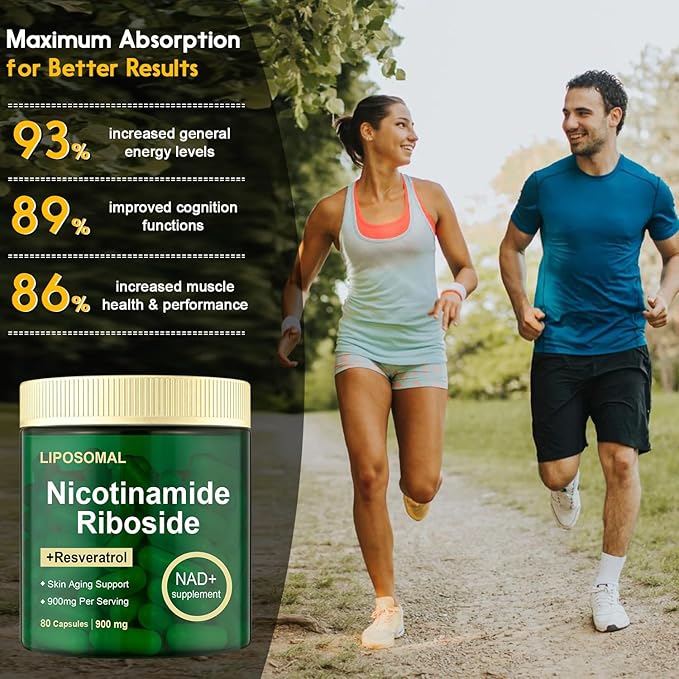 Nicotinamide Riboside, Liposomal Nicotinamide Riboside 900mg Resveratrol Quercetin Supplement for Anti Aging, Vitality, Energy, Focus, 80 Capsules Blue 1bottle