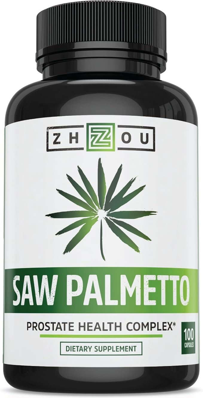 Zhou Saw Palmetto Supplement for Men - Premium Complex, Advanced Formula, Extra Strength 450mg Saw Palmetto Berry Per Capsule - 100 Vegetarian Capsules