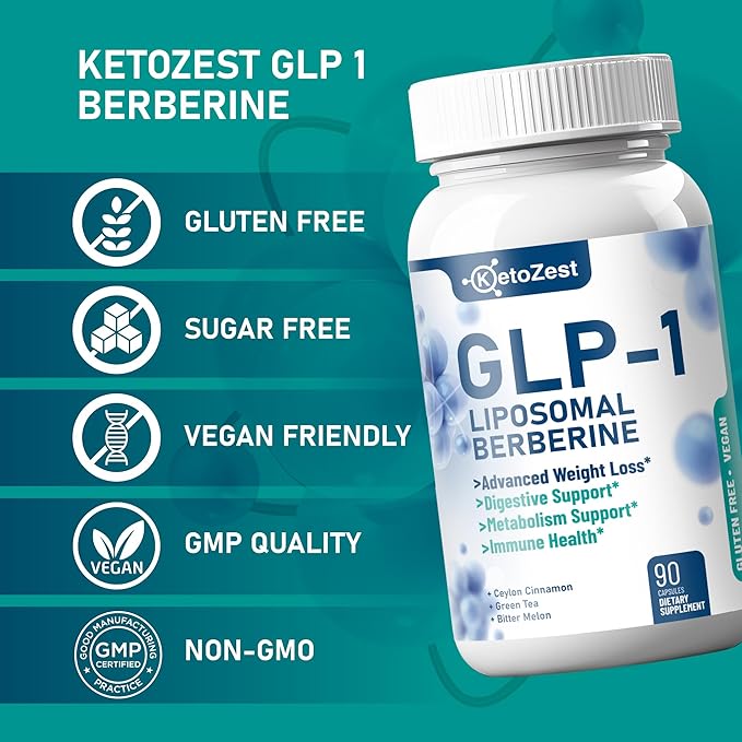 GLP-1 Weight Loss Supplement - 15-in-1 GLP1 Booster for Weight Management Appetite Suppressant Fat Burn for Women Men - with Liposomal Berberine HCl Bitter Melon Citrus Bergamot Fenugreek Seed