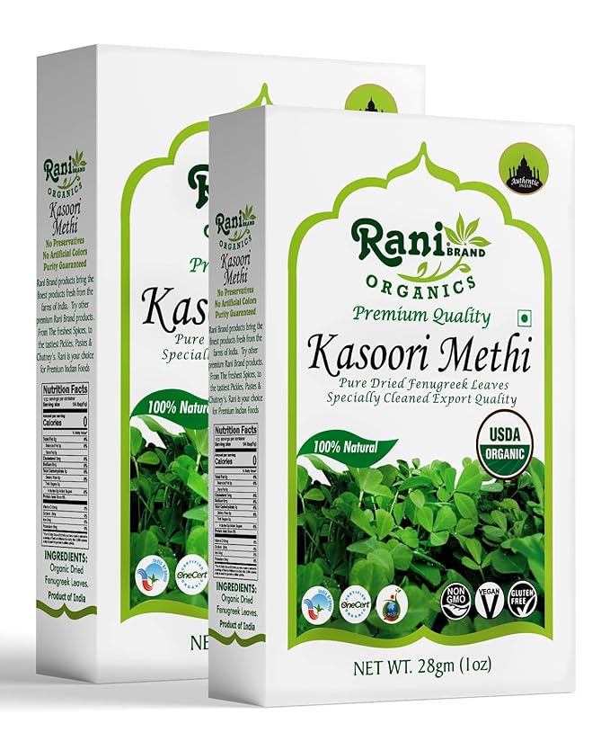 Rani Organic Fenugreek Leaves Dried (Kasoori Methi) 1oz (28g) ~ All Natural | Vegan | Gluten Friendly | NON-GMO | Indian Origin | USDA Certified Organic