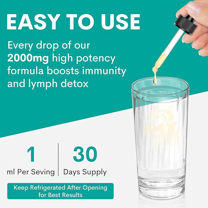 Liposomal Lymphatic Drainage Drops - Immune and Lymphatic Support - Detox Cleanse Supplements - Lymphedema Relief - PureLymphSwell Blend,Echinacea & Dandelion - 2 fl oz,60 Servings