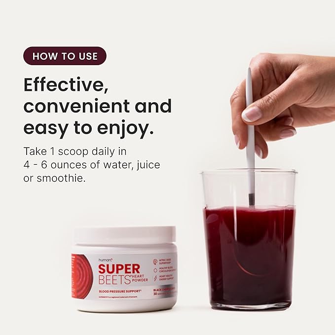 HumanN SuperBeets Beet Root Powder - Non-GMO Beetroot Superfood - Nitric Oxide Supplement for Heart Health, Circulation & Blood Pressure Support - Black Cherry, 60 Servings