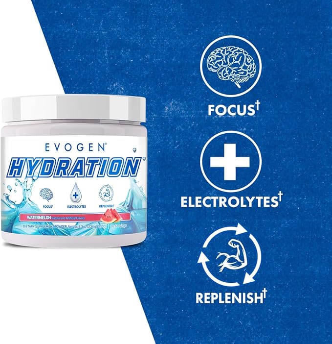 Evogen Hydration - Electrolytes Powder | Sugar-Free Electrolyte Powder Supplement for Hydration, Energy, and Recovery | Coconut Water, B Vitamins, Potassium | Watermelon | 30 Servings