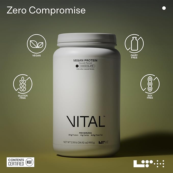LTH Vital Vegan Protein - Plant-Based Protein Powder - Made from Pea Protein - Supports a Healthy Immune System - Gluten Free & Soy Free - Chocolate, 30 Servings