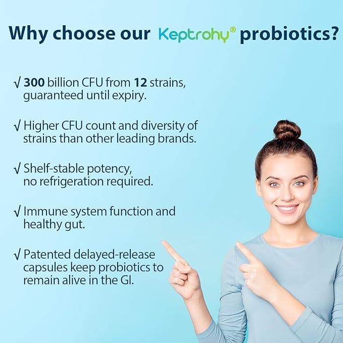 Probiotics for Women & Men, 300 Billion CFU Probiotics from 12 Strains + Organic Prebiotics Blend for Daily Digestive, Immune, Gut, Bloating, Gut Health for Women & Men, Shelf Stable - 120 Capsules