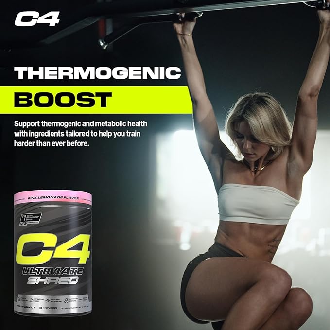 Cellucor C4 Ultimate Shred Pre Workout Powder, Metabolism Supplement with Cayenne Extract+300mg Caffeine+TeaCrine+Dynamine - Cherry Limeade, 20 Servings