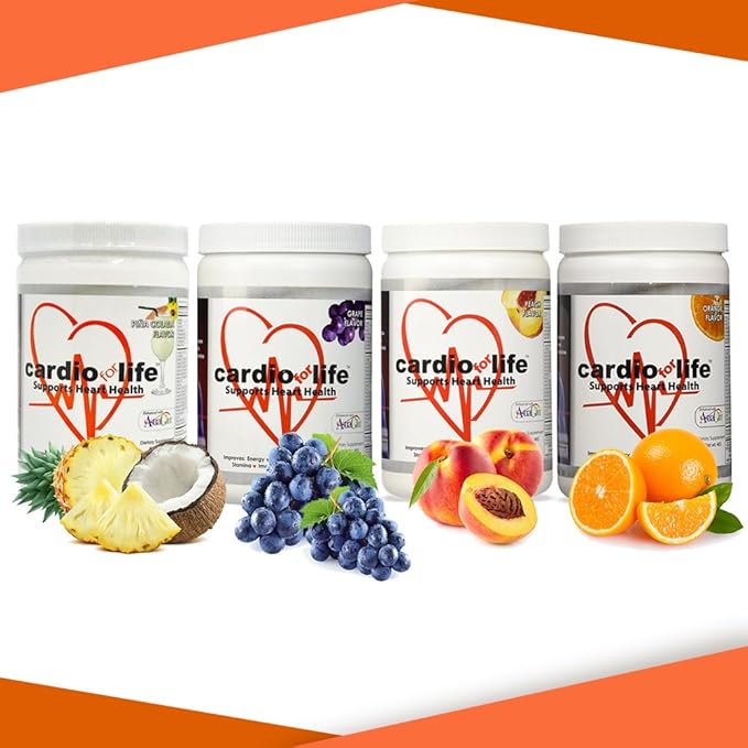 Cardio for Life L-Arginine Powder 16oz - Pina Colada - Natural Nitric Oxide Supplement for Cardiovascular Health - Increase Energy