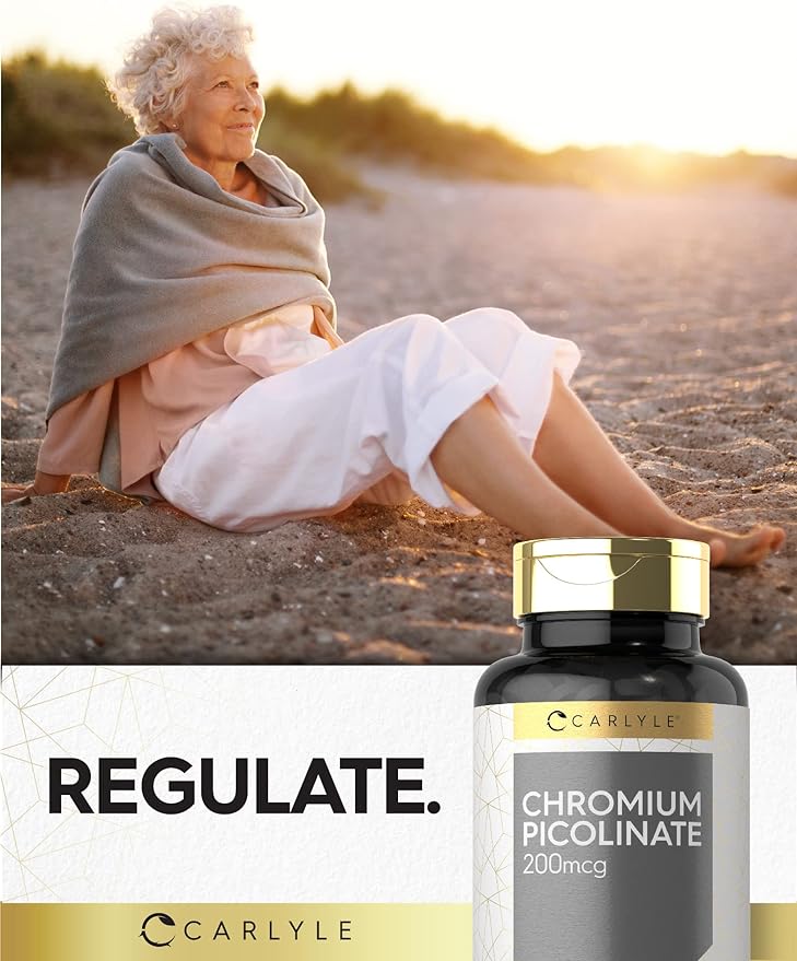 Carlyle Chromium Picolinate 200mcg | 250 Vegetarian Tablets | High Absorption | Non-GMO, Gluten Free Supplement