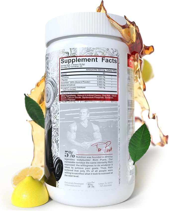 5% Nutrition FullAF Pre-Workout | Stim-Free with Massive Pumps | L-Citrulline, L-Taurine, Nitrosigine, GlycerSize | 13.05 oz (Southern Sweet Tea)