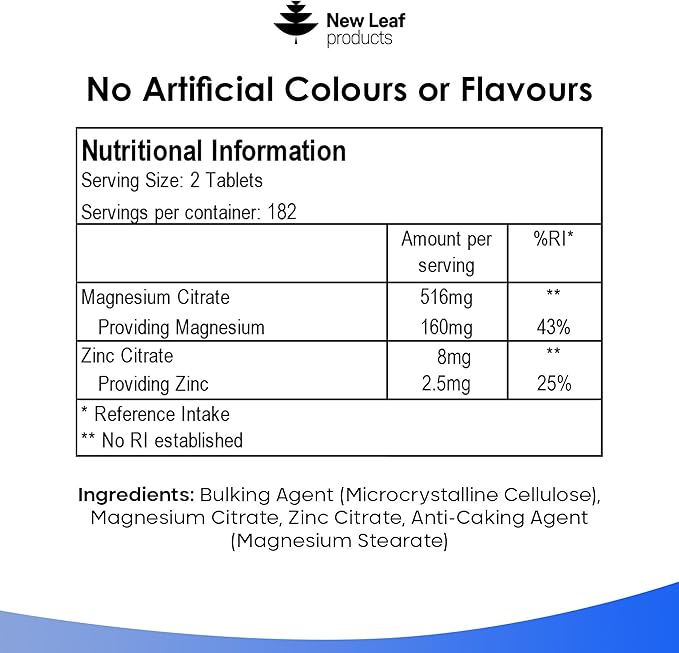 Magnesium Supplement Magnesium and Zinc Supplement (6 Months Supply) High Absorbency Magnesium & Zinc - Muscle Bones & Healthy Immune Function - Vegan, Non-GMO, Gluten-Free - 365 Small Tablets